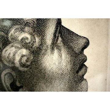 QUADRO ANTICA STAMPA da INCISIONE 1760 P.Fidanza GIOVANE in AMMIRAZIONE di OMERO