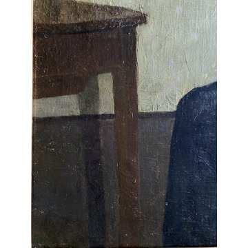 GRANDE QUADRO OLIO Gigi Comolli "L'Attesa" RITRATTO ANZIANA ROSARIO PREGHIERA