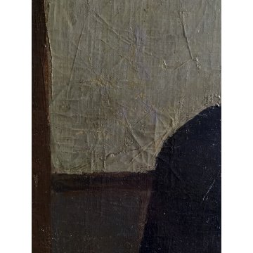 GRANDE QUADRO OLIO Gigi Comolli "L'Attesa" RITRATTO ANZIANA ROSARIO PREGHIERA