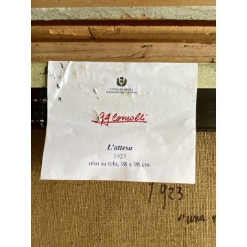 GRANDE QUADRO OLIO Gigi Comolli "L'Attesa" RITRATTO ANZIANA ROSARIO PREGHIERA
