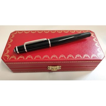 Diabolo de Cartier ROLLER VINTAGE Penna Sfera LACCA NERA Ballpoint Pen GEMMA BLU