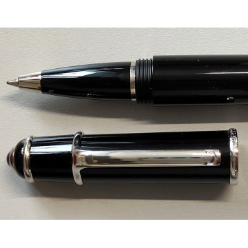 Diabolo de Cartier ROLLER VINTAGE Penna Sfera LACCA NERA Ballpoint Pen GEMMA BLU
