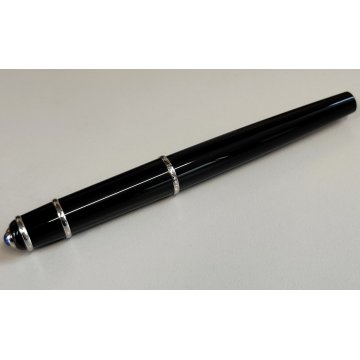 Diabolo de Cartier ROLLER VINTAGE Penna Sfera LACCA NERA Ballpoint Pen GEMMA BLU