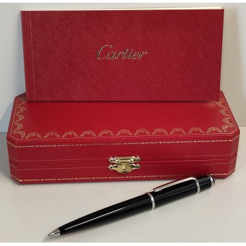 Diabolo de Cartier STYLO BILLE VINTAGE Penna Sfera LACCA NERA Gemma Blu BOX