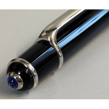 Diabolo de Cartier STYLO BILLE VINTAGE Penna Sfera LACCA NERA Gemma Blu BOX