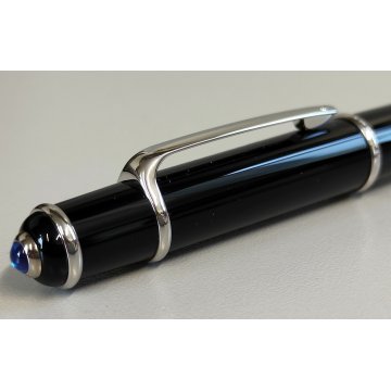 Diabolo de Cartier STYLO BILLE VINTAGE Penna Sfera LACCA NERA Gemma Blu BOX