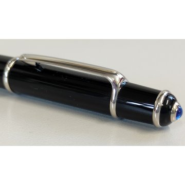 Diabolo de Cartier STYLO BILLE VINTAGE Penna Sfera LACCA NERA Gemma Blu BOX