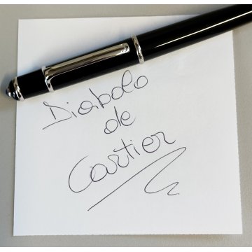 Diabolo de Cartier STYLO BILLE VINTAGE Penna Sfera LACCA NERA Gemma Blu BOX