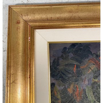 ANTICO QUADRO OLIO TELA Carlo Monti PAESAGGIO COLLINA ALBERO ARONA LAGO MAGGIORE