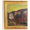 DIPINTO OLIO Carlo Monti VEDUTA PAESAGGIO RURALE BOSCO CASE ARONA LAGO MAGGIORE