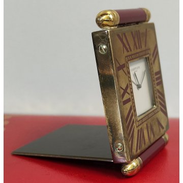 Must de Cartier OROLOGIO TAVOLO quartz SVEGLIA VIAGGIO BORDEAUX ORO Pendulette