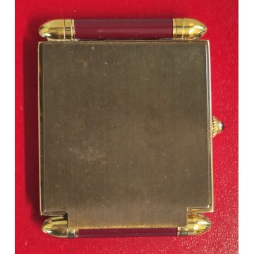 Must de Cartier OROLOGIO TAVOLO quartz SVEGLIA VIAGGIO BORDEAUX ORO Pendulette