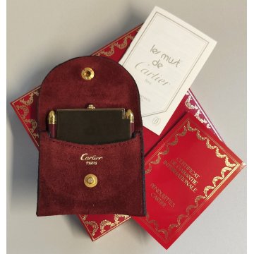 Must de Cartier OROLOGIO TAVOLO quartz SVEGLIA VIAGGIO BORDEAUX ORO Pendulette