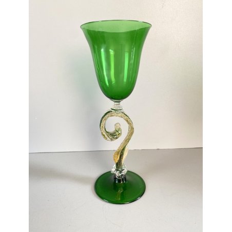 COPPIA TIPETTO VETRO SOFFIATO MURANO Paolo Venini CALICE  22,5cm/h VINTAGE '50