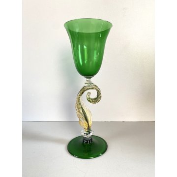 COPPIA TIPETTO VETRO SOFFIATO MURANO Paolo Venini CALICE  22,5cm/h VINTAGE '50