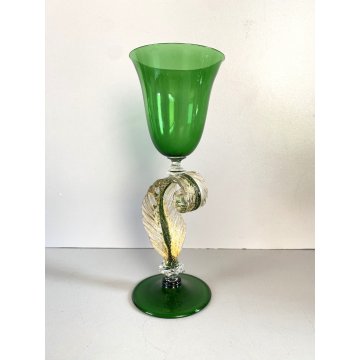 COPPIA TIPETTO VETRO SOFFIATO MURANO Paolo Venini CALICE  22,5cm/h VINTAGE '50