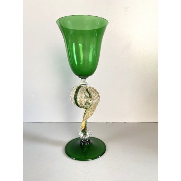 COPPIA TIPETTO VETRO SOFFIATO MURANO Paolo Venini CALICE  22,5cm/h VINTAGE '50