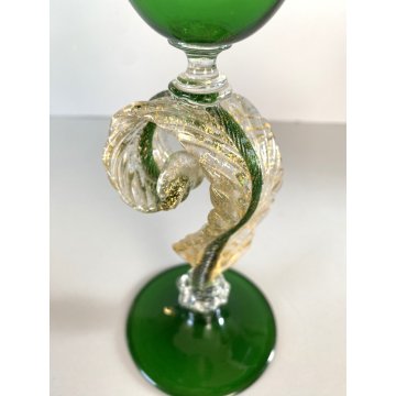 COPPIA TIPETTO VETRO SOFFIATO MURANO Paolo Venini CALICE  22,5cm/h VINTAGE '50