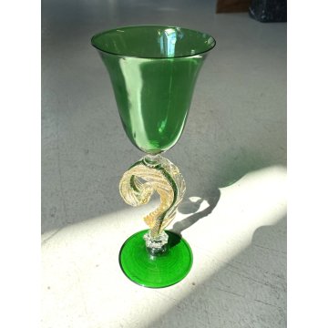 COPPIA TIPETTO VETRO SOFFIATO MURANO Paolo Venini CALICE  22,5cm/h VINTAGE '50