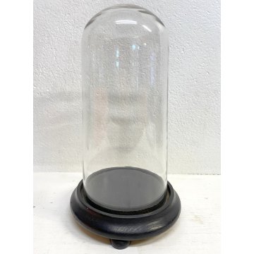 ANTICA TECA CAMPANA VETRO SOFFIATO BASE LEGNO ø 18,2 x 34 cm/h FINE '800