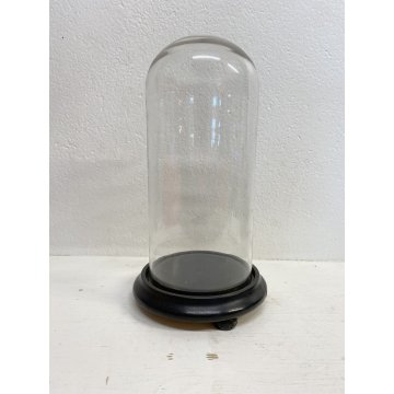 ANTICA TECA CAMPANA VETRO SOFFIATO BASE LEGNO ø 18,2 x 34 cm/h FINE '800