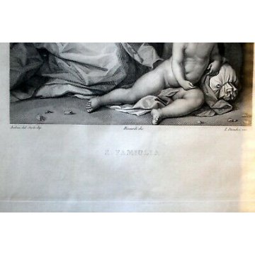 QUADRO ANTICA STAMPA INCISIONE A. Del Sarto Riccardi dis. I.Paradisi S.FAMIGLIA