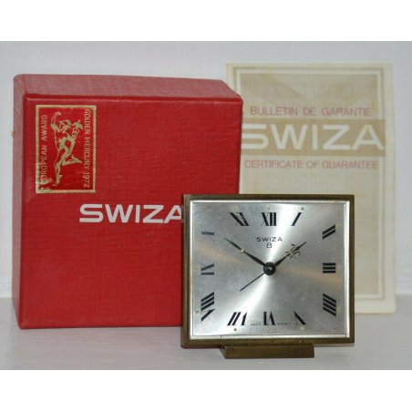 ANTICA SVEGLIA Swiza 8 Days ANNI 70 OROLOGIO DA TAVOLO vintage OLD ALARM CLOCK