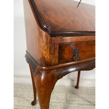 ANTICO PICCOLO SCRITTOIO SECRETAIRE LEGNO NOCE EPOCA '900 RIBALTA LUIGI FILIPPO