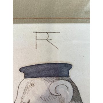 QUADRO DISEGNO RITRATTO FIRMATO "FR" CARICATURA FIGURA NOBIL UOMO