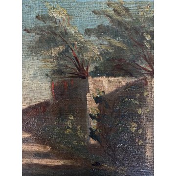 DIPINTO OLIO L. Marchetti PAESAGGIO RURALE FIGURA FEMMINILE CONTADINA CESTE '800