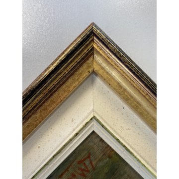 DIPINTO OLIO L. Marchetti PAESAGGIO RURALE FIGURA FEMMINILE CONTADINA CESTE '800