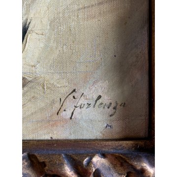 ANTICO QUADRO DIPINTO OLIO V. Forlenza RITRATTO DONNA REALISMO NAPOLETANO '800