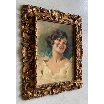 ANTICO QUADRO DIPINTO OLIO V. Forlenza RITRATTO DONNA REALISMO NAPOLETANO '800