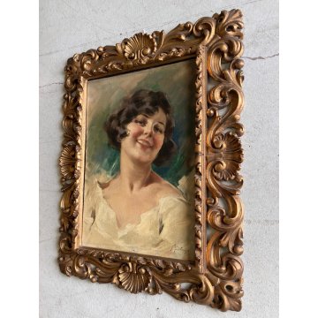 ANTICO QUADRO DIPINTO OLIO V. Forlenza RITRATTO DONNA REALISMO NAPOLETANO '800