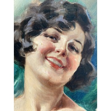 ANTICO QUADRO DIPINTO OLIO V. Forlenza RITRATTO DONNA REALISMO NAPOLETANO '800