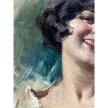 ANTICO QUADRO DIPINTO OLIO V. Forlenza RITRATTO DONNA REALISMO NAPOLETANO '800