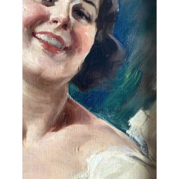 ANTICO QUADRO DIPINTO OLIO V. Forlenza RITRATTO DONNA REALISMO NAPOLETANO '800