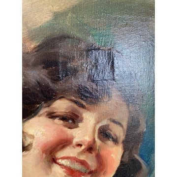 ANTICO QUADRO DIPINTO OLIO V. Forlenza RITRATTO DONNA REALISMO NAPOLETANO '800