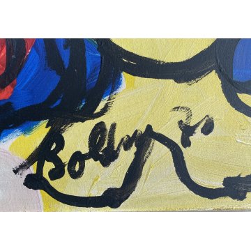 QUADRO DIPINTO OLIO TELA Gustavo Boldrini ASTRATTO FIGURA FEMMINILE 1972