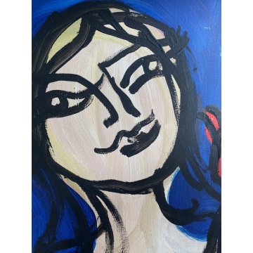 QUADRO DIPINTO OLIO TELA Gustavo Boldrini ASTRATTO FIGURA FEMMINILE 1972