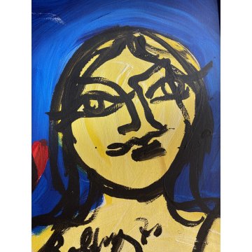 QUADRO DIPINTO OLIO TELA Gustavo Boldrini ASTRATTO FIGURA FEMMINILE 1972