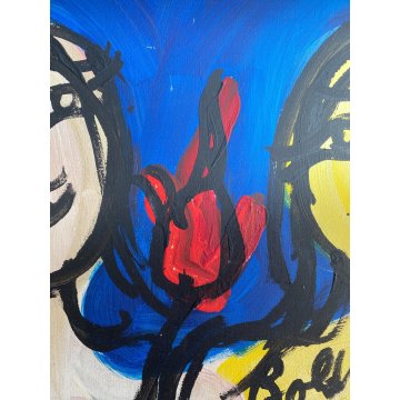 QUADRO DIPINTO OLIO TELA Gustavo Boldrini ASTRATTO FIGURA FEMMINILE 1972
