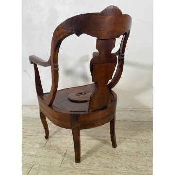 ANTICA POLTRONA A GONDOLA COMODA CON BRACCIOLI LEGNO NOCE EPOCA '800 SCOLPITA