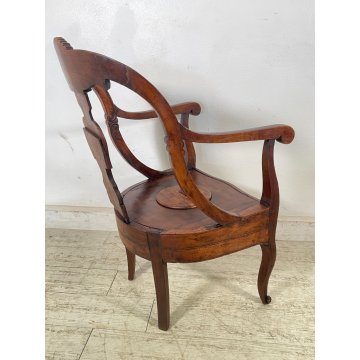 ANTICA POLTRONA A GONDOLA COMODA CON BRACCIOLI LEGNO NOCE EPOCA '800 SCOLPITA