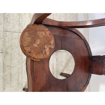 ANTICA POLTRONA A GONDOLA COMODA CON BRACCIOLI LEGNO NOCE EPOCA '800 SCOLPITA