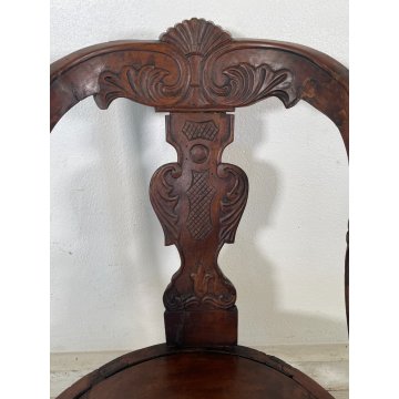 ANTICA POLTRONA A GONDOLA COMODA CON BRACCIOLI LEGNO NOCE EPOCA '800 SCOLPITA