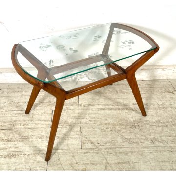 ANTICO TAVOLINO ATTR ICO PARISI LEGNO VETRO ANNI 50 2 RIPIANI DESIGN SMALL TABLE