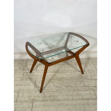 ANTICO TAVOLINO ATTR ICO PARISI LEGNO VETRO ANNI 50 2 RIPIANI DESIGN SMALL TABLE