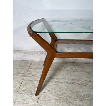 ANTICO TAVOLINO ATTR ICO PARISI LEGNO VETRO ANNI 50 2 RIPIANI DESIGN SMALL TABLE