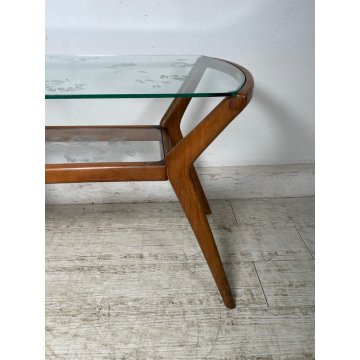 ANTICO TAVOLINO ATTR ICO PARISI LEGNO VETRO ANNI 50 2 RIPIANI DESIGN SMALL TABLE